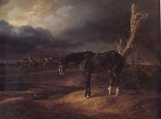 Adam Albrecht A gentleman loose horse on the battlefield of Borodino 1812 oil painting